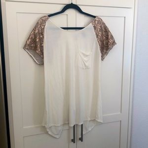 Buckle Boutique Top with Sequined Sleeves